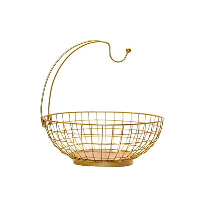 Elegant gold-plated iron fruit basket for luxury home decor.